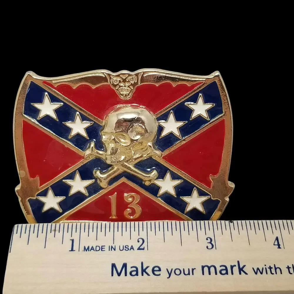 Vintage Heavy Belt Buckle Skull‎ Crossbones Skeleton South Southern Sturdy Heavy